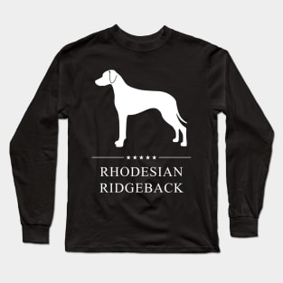 Rhodesian Ridgeback Dog White Silhouette Long Sleeve T-Shirt